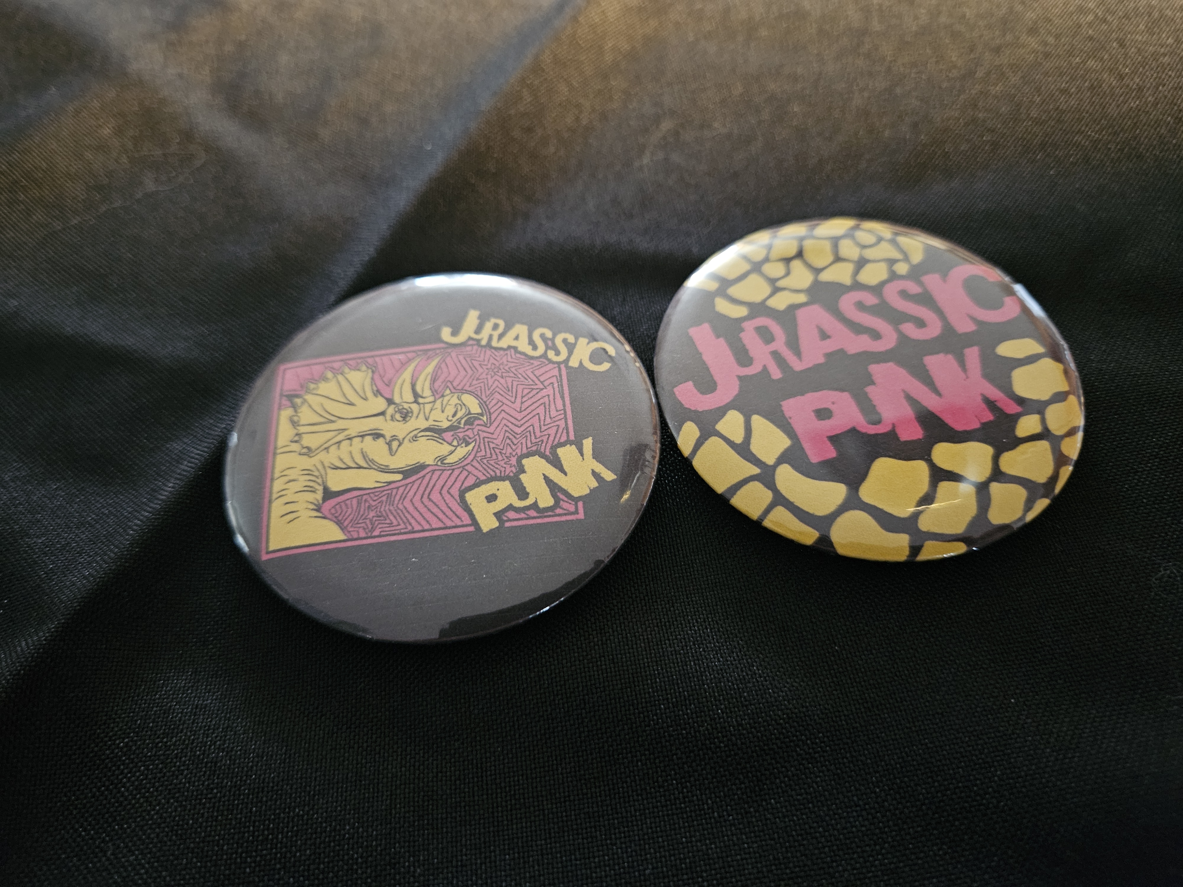Statement Buttons — eye-catching designs including Unmask and Go Touch Grass