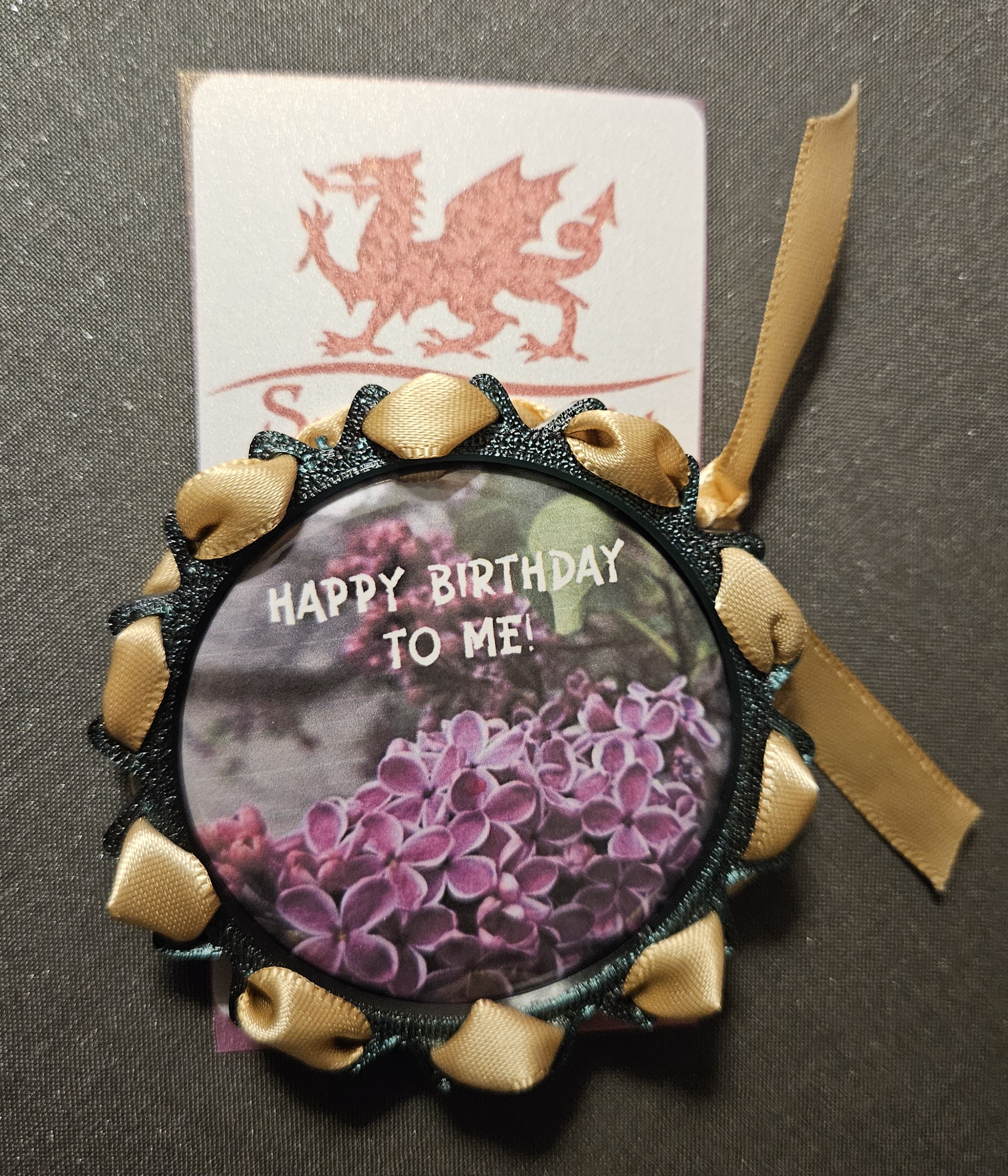 Birthday Button with Ribbon Border — custom celebration button